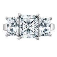 14K White Gold Octagon Radiant 3-Stone Engagement Ring Mounting view 5