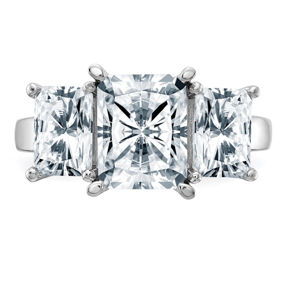 Gold Diamond Radiant 3-Stone Bridal Rings