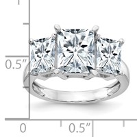 14K White Gold Octagon Radiant 3-Stone Engagement Ring Mounting view 3