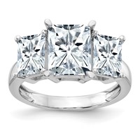 14K White Gold Octagon Radiant 3-Stone Engagement Ring Mounting view 1