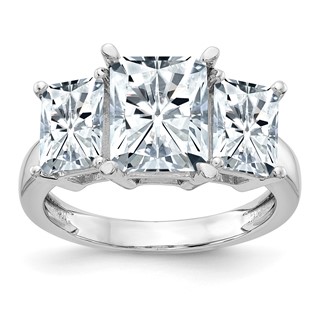 Gold Diamond Radiant 3-Stone Bridal Rings