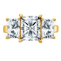 14K Yellow Gold Octagon Radiant 3-Stone Engagement Ring Mounting view 5