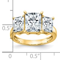 14K Yellow Gold Octagon Radiant 3-Stone Engagement Ring Mounting view 3