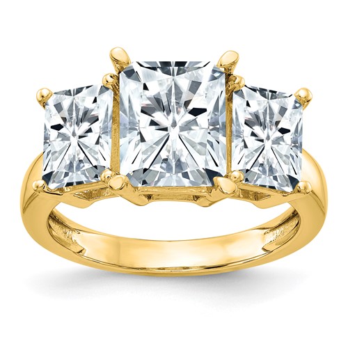 14K Yellow Gold Octagon Radiant 3-Stone Engagement Ring Mounting