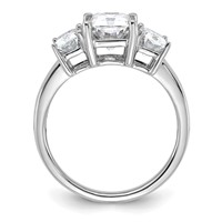 14K White Gold 1.38 Carat Lab Grown Diamond VS+ F+ 1.50 Carat Radiant Center Semi Mount Three Stone Engagement Ring view 2