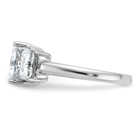 14K White Gold 1.38 Carat Lab Grown Diamond VS+ F+ 1.50 Carat Radiant Center Semi Mount Three Stone Engagement Ring view 3