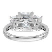 14K White Gold 1.38 Carat Lab Grown Diamond VS+ F+ 1.50 Carat Radiant Center Semi Mount Three Stone Engagement Ring view 5