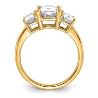 14K Yellow Gold 1.38 Carat Lab Grown Diamond VS+ F+ 1.50 Carat Radiant Center Semi Mount Three Stone Engagement Ring view 2