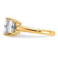 14K Yellow Gold 1.38 Carat Lab Grown Diamond VS+ F+ 1.50 Carat Radiant Center Semi Mount Three Stone Engagement Ring view 3