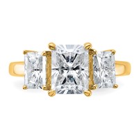 14K Yellow Gold 1.38 Carat Lab Grown Diamond VS+ F+ 1.50 Carat Radiant Center Semi Mount Three Stone Engagement Ring view 4