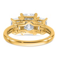 14K Yellow Gold 1.38 Carat Lab Grown Diamond VS+ F+ 1.50 Carat Radiant Center Semi Mount Three Stone Engagement Ring view 5