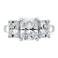 14K White Gold 4.50 Carat Certified Lab Grown Diamond VS+ F+ Radiant Complete Three Stone Engagement Ring view 4