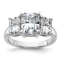14K White Gold 4.50 Carat Certified Lab Grown Diamond VS+ F+ Radiant Complete Three Stone Engagement Ring view 1