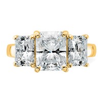 14K Yellow Gold 4.50 Carat Lab Grown Diamond VS+ F+ Radiant Complete Three Stone Engagement Ring view 4