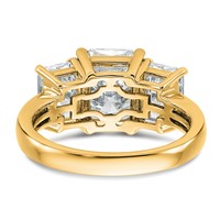 14K Yellow Gold 4.50 Carat Lab Grown Diamond VS+ F+ Radiant Complete Three Stone Engagement Ring view 5