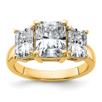 14K Yellow Gold 4.50 Carat Lab Grown Diamond VS+ F+ Radiant Complete Three Stone Engagement Ring view 1