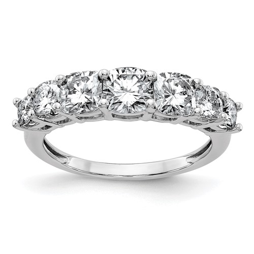 14K White Gold 1.62 Carat Lab Grown Diamond VS+ F+ Cushion Complete Seven Stone Band