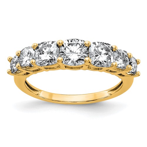 14K Yellow Gold 1.62 Carat Lab Grown Diamond VS+ F+ Cushion Complete Seven Stone Band