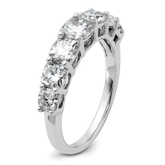 14k White Gold 2 3/8 carat Lab Grown Diamond VS+ F+ Cushion Complete Seven Stone Band