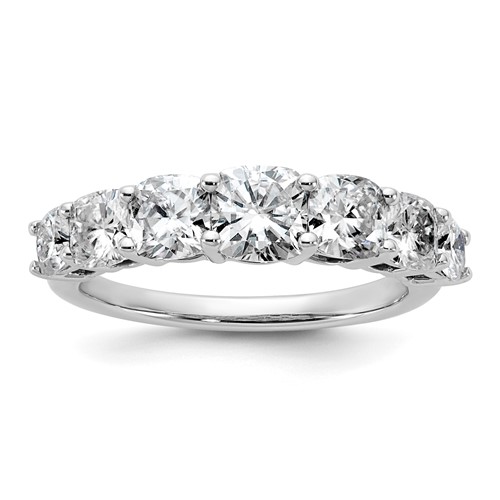 14K White Gold 2.38 Carat Lab Grown Diamond VS+ F+ Cushion Complete Seven Stone Band