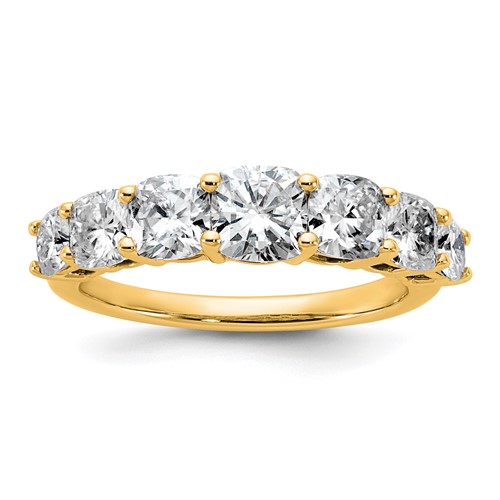 14K Yellow Gold 2.38 Carat Lab Grown Diamond VS+ F+ Cushion Complete Seven Stone Band