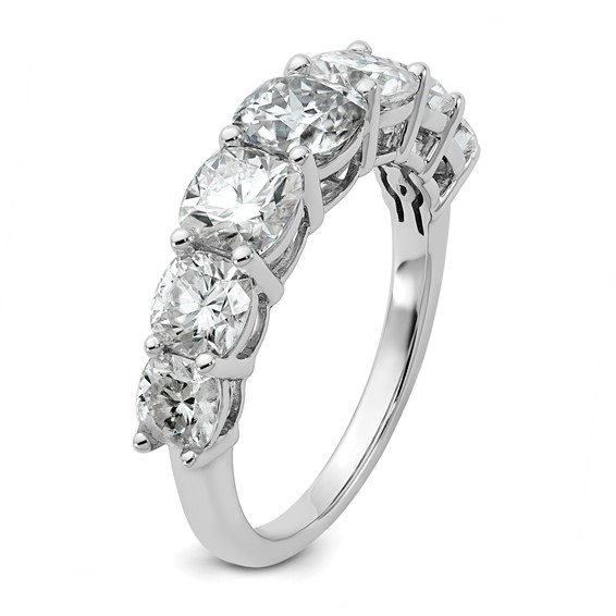 14k White Gold 3 1/3 carat Lab Grown Diamond VS+ F+ Cushion Complete Seven Stone Band