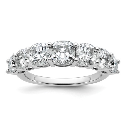 14K White Gold 3.33 Carat Lab Grown Diamond VS+ F+ Cushion Complete Seven Stone Band