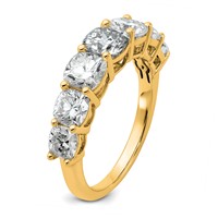 14K Yellow Gold 3.33 Carat Lab Grown Diamond VS+ F+ Cushion Complete Seven Stone Band view 5