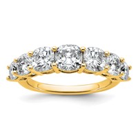 14K Yellow Gold 3.33 Carat Lab Grown Diamond VS+ F+ Cushion Complete Seven Stone Band view 1