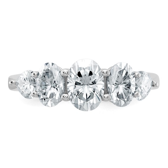 14k White Gold 2 1/6 carat Lab Grown Diamond VS+ F+ Complete Five Stone Band