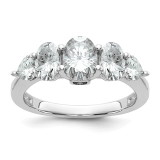 14k White Gold 2 1/6 carat Lab Grown Diamond VS+ F+ Complete Five Stone Band