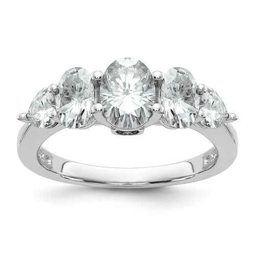 14K White Gold 2.17 Carat Lab Grown Diamond VS+ F+ Complete Five Stone Band