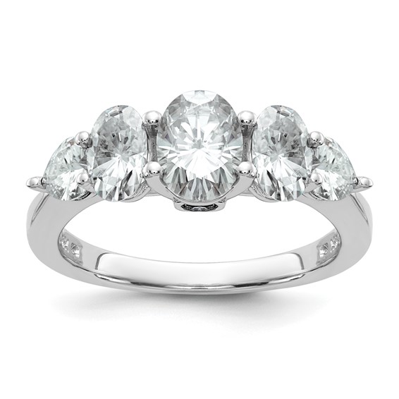 14k White Gold 2 1/6 carat Lab Grown Diamond VS+ F+ Complete Five Stone Band