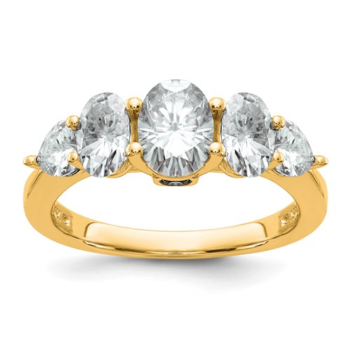 14K Yellow Gold 2.17 Carat Lab Grown Diamond VS+ F+ Complete Five Stone Band