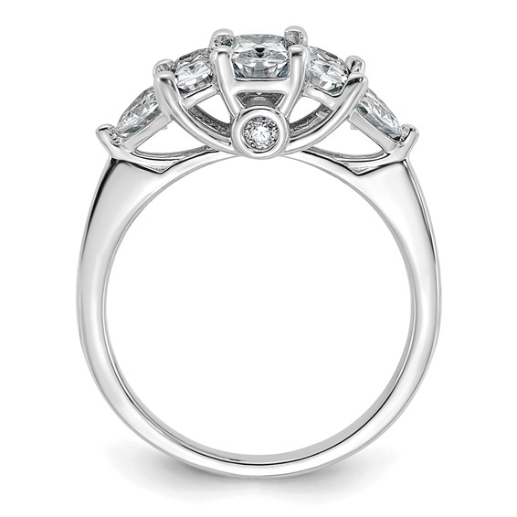 14k White Gold 1 3/4 carat Lab Grown Diamond VS+ F+ Radiant and Trillion Five Stone Complete Band