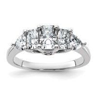 14K White Gold 1.75 Carat Lab Grown Diamond VS+ F+ Radiant and Trillion Five Stone Complete Band view 1