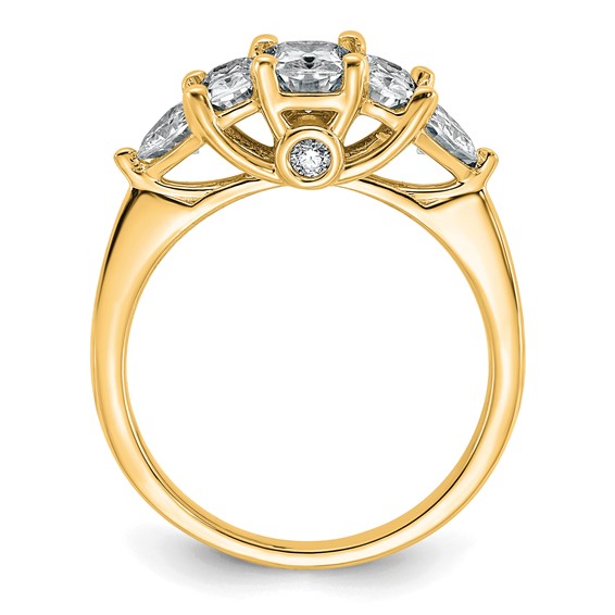 14k 1 3/4 carat Lab Grown Diamond VS+ F+ Radiant and Trillion Five Stone Complete Band