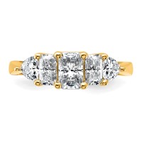 14K Yellow Gold 1.75 Carat Lab Grown Diamond VS+ F+ Radiant and Trillion Five Stone Complete Band view 4