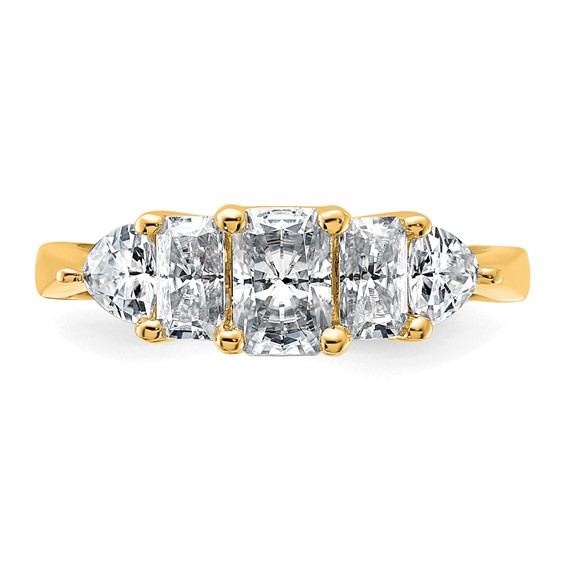 14k 1 3/4 carat Lab Grown Diamond VS+ F+ Radiant and Trillion Five Stone Complete Band
