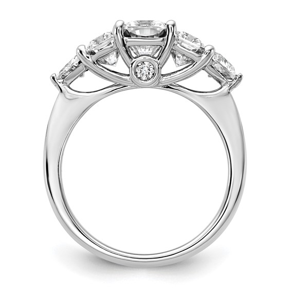 14k White Gold 2 3/4 carat Lab Grown Diamond VS+ F+ Radiant and Trillion Five Stone Complete Band