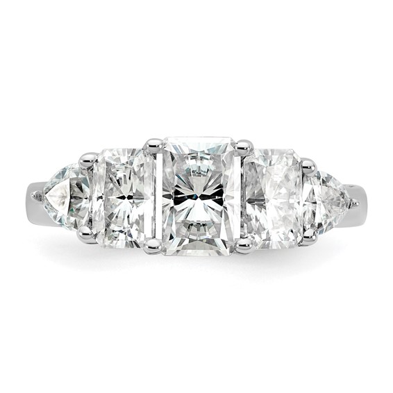 14k White Gold 2 3/4 carat Lab Grown Diamond VS+ F+ Radiant and Trillion Five Stone Complete Band