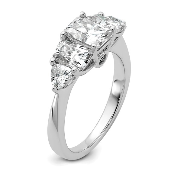 14k White Gold 2 3/4 carat Lab Grown Diamond VS+ F+ Radiant and Trillion Five Stone Complete Band