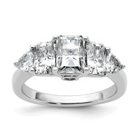 14K White Gold 2.75 Carat Lab Grown Diamond VS+ F+ Radiant and Trillion Five Stone Complete Band view 1