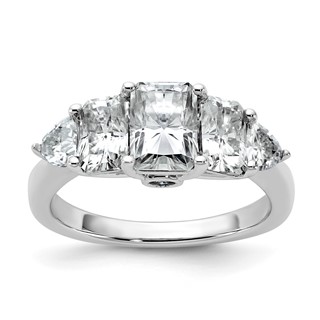 14k White Gold 2 3/4 carat Lab Grown Diamond VS+ F+ Radiant and Trillion Five Stone Complete Band