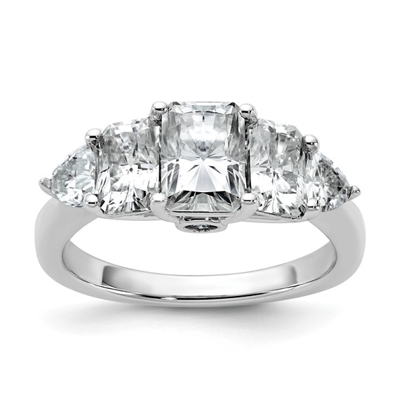 14k White Gold 2 3/4 carat Lab Grown Diamond VS+ F+ Radiant and Trillion Five Stone Complete Band