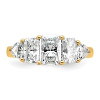 14K Yellow Gold 2.75 Carat Lab Grown Diamond VS+ F+ Radiant and Trillion Five Stone Complete Band view 4
