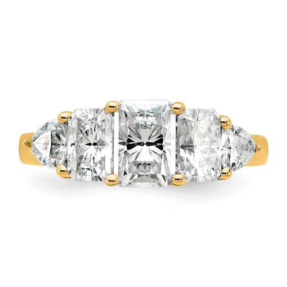 14k 2 3/4 carat Lab Grown Diamond VS+ F+ Radiant and Trillion Five Stone Complete Band