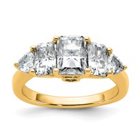 14K Yellow Gold 2.75 Carat Lab Grown Diamond VS+ F+ Radiant and Trillion Five Stone Complete Band view 1