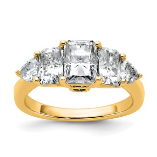 14k 2 3/4 carat Lab Grown Diamond VS+ F+ Radiant and Trillion Five Stone Complete Band