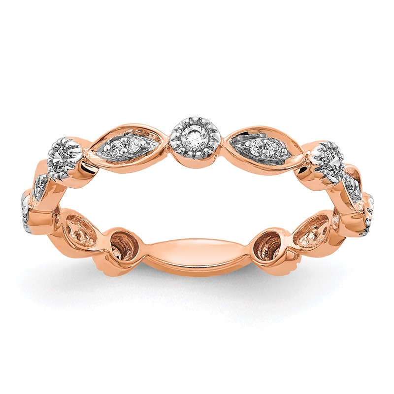 14k Rose Gold 1/5 carat Lab Grown Diamond VS/SI+ G+ Complete Fashion Band